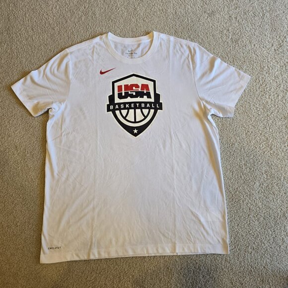 Nike Team USA Basketball Dri Fit Tee T Shirt Men XL White - Picture 1 of 3